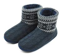 COFACE Zapatillas interiores antideslizantes forradas de piel sintética de punto para hombre Zapatillas de casa con botines Boot House