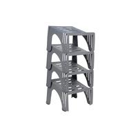 Cofan 4 Organizadores de zapatos apilable | Color: gris | Pack de 4 soportes de calzado de altura | Antideslizante | Ahorra espacio en tu hogar