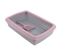 Cofan Arenero para Gatos | Venta Unitaria | Base en Color Gris y Marco Rosa | Medida: 47 x 31 x 11 cm