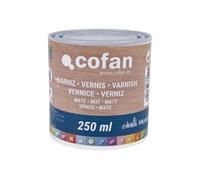 Cofan Barniz al agua | Acabado mate | Chalk varnish | Protección de todo tipo de maderas | Capacidad: 250 ml