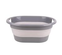 Cofan Barreño Plegable portátil en Color Gris y Blanco | Ahorro de Espacio | Capacidad: 18 litros | Cesta Plegable Multiusos | Fácil Almacenamiento y Transporte | Caja de Almacenamiento portátil para