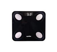 Cofan Báscula de baño digital que mide la grasa corporal | Báscula inteligente con medición precisa hasta 180 kg | 12 medidas corporales | Conexión a Bluetooth y App FitGo | Carga USB