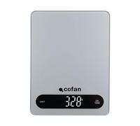 Cofan Báscula Digital de Cocina de vidrio templado con apagado automático | Máximo 10 kg | 4 Sensores de alta precisión (Gris)