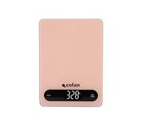 Cofan Báscula Digital de Cocina de vidrio templado con apagado automático | Máximo 10 kg | 4 Sensores de alta precisión | Color: Naranja pastel