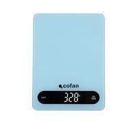 Cofan Báscula digital de cocina de vidrio templado máx. 10 kg, 4 sensores, apagado automático (Azul)