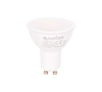 Cofan Bombilla LED GU10, con potencia de 4,9 W y 450 lúmenes, luz cálida 3000 K, Ahorro de energía, Apertura del haz de luz 110°