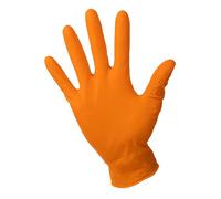 Cofan Caja de 100 guantes de nitrilo con textura diamantada | Talla: S, M, L y XL | Color: Naranja | Uso: fábricas, industrias, agricultura, etc. (Naranja, Talla M)