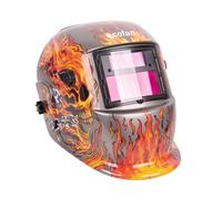 Cofan Casco de Soldadura, Oscurecimiento Automático DIN 9-13, Máscara de Soldadura Automática Fire Skull Solar, ARC/MIG/mag/TIG, Función Soldar/Esmerilar, Visor 98 × 43 mm, EN 379 / EN 175