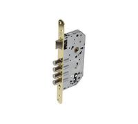 Cofan Cerradura de embutir 50 mm, 4 bulones, frente redondo/cuadrado níquel/latón, leva larga