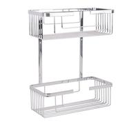 Cofan Cesta de Ducha Doble de Acero Inox. 304 Portagel con 2 Niveles | Organizador baño, champú mascarilla gel, fácil limpieza, fijación tornillos, remodelación aseo, sin agua estancada