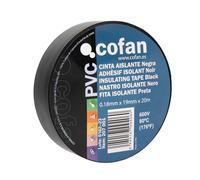 Cofan Cinta Aislante 180 Micras | Color negro | Resistente al voltaje, al calor y a diferentes ácidos y alcalinos