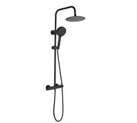 Cofan Columna de Ducha Extensible con Grifo Termostático | Grifería con acabado Negro Mate