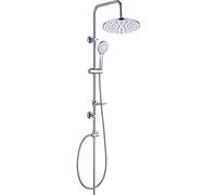 Cofan Columna de Ducha Redonda | Con 5 Funciones | Mango + Flexo + Barra Deslizante + Rociador + Jabonera | Fabricado en ABS Cromado