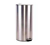 Cofan Cubo de Basura de Acero con Pedal 5 o 27 Litros, Cubo interior, Papelera Metálica para Baño, Recubrimiento Antihuellas, Cubo para Cocina y Baño (1, Metalizado, 27 L)