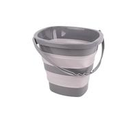 Cofan Cubo plegable portátil de 11 litros en color gris y blanco | Ahorro de espacio | Balde de agua con asa | Fácil almacenamiento y transporte | Barreño de almacenamiento pequeño portátil para campi