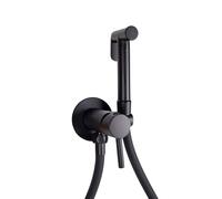 Cofan Ducha higiénica empotrada para inodoro | Agua fría y caliente | Grifo con manguera | Acabado negro o acero inox | Medidas: 13 x 7,5 x 10 cm (1, Negro mate)