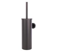 Cofan Escobilla de baño con Soporte | Escobillero de Pared Negro Mate | Diseño Redondo Elegante | Material: Acero Inoxidable | Kit de fijación Incluido | Medidas: 9,1 x 12,9 x 39 cm