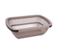 Cofan Escurridor para fregadero extensible, Colador rectangular verde o marrón de fregadero, 50,5 x 24,5 x 11,5 cm, Ajustable al fregadero, Ideal para lavar y escurrir alimentos (1, Marrón)