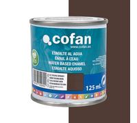 Cofan Esmalte ecológico al agua multisuperficies | Acabado: Brillo | Envase: 125 ml (Marrón Toscana Satinado)