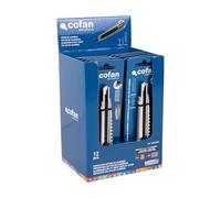 Cofan Expositor de cúteres de aluminio | Incluye 12 cúteres profesionales | Hoja negra SK2 65HRC de 9 mm | Bloqueo automático y cambio rápido