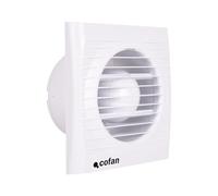 Cofan Extractor de Baño Axial Ø100 mm 14 W, Con Sistema Antirretorno, Protección IP24, Color Blanco, Ventilación para Cocina, Baño, Sótano y Estancias