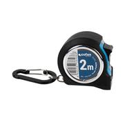 Cofan Flexómetro 2 m x 16 mm | Carcasa de ABS | Cinta con recubrimiento anticorrosión | Calibración en los bordes | Incluye mosquetón