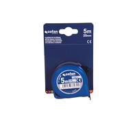 Cofan Flexómetro estándar | Carcasa resistente de ABS | Botón de bloqueo | Gancho no magnético | Cinta métrica | Funda antichoque (1, 5 m x 25 mm)