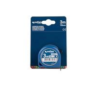 Cofan Flexómetro estándar | Carcasa resistente de ABS | Botón de bloqueo | Gancho no magnético | Cinta métrica | Funda antichoque (1, 3 m x 16 mm)