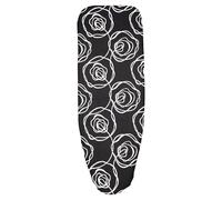 Cofan Funda para Tabla de Planchar de tamaño Universal | Material: 100% algodón | Acolchada con 3 Capas: Espuma, muletón y algodón | Refleja el Calor y el Vapor | Color: Negra con Rosas Blancas | Med