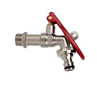 Cofan Grifo con toma para candado| Entrada de 1/2" y salida de 3/4" | Acabado cromado | Adecuado para manguera | PN: 25 bar