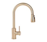 Cofan Grifo de cocina dorado extensible con 3 funciones | Material: acero inoxidable 304 cepillado | Rociador ABS cromado | Giro 360° | Cartucho cerámico Ø35 mm