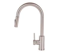 Cofan Grifo de cocina extensible de acero inoxidable 304 con acabado cepillado | Rociador de ABS cromado | Grifo de cocina con 2 funciones | 360° giratorio | Con cartucho cerámico Ø35 mm