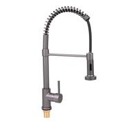 Cofan Grifo de cocina monomando con rociador | Cuerpo de latón | 360° | 2 modos de pulverización | Acabado cromado o negro metalizado | Medidas: ø5 x 48 x 22 cm (Negro Metalizado, ø5 x 48 x 22 cm)