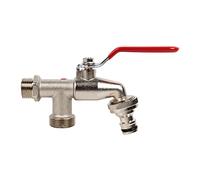 Cofan Grifo de doble salida | Medidas: 1/2" x 3/4" x 3/4" | Adecuado para manguera | Uso para exteriores | PN: 25 bar