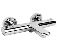 Cofan Grifo para Bañera | Termostático | Modelo Matheson | Fabricado en Latón con un Acabado cromado y la Manija de ABS