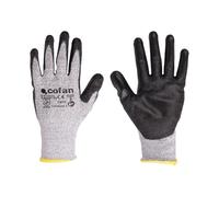 Cofan Guantes anticorte ultraligeros | Nivel D | HPPE + Recubrimiento PU negro | EN 388 4X43D | Pack de 12 pares de guantes o formato unitario| Talla 9 | Protección mecánica (12, 9)