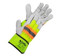 Cofan Guantes de piel vacuno reflectantes | Guante de cuero flor vacuno talla 9, 10 y 11 (12, Talla 10)