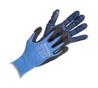 Cofan Guantes impregnados de nitrilo con puntos azules | Pack de 12 pares de guantes o formato unitario | Talla 9 | Transpirables y antideslizantes | Protección EN 388-3232X (1, 9)