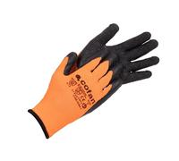 Cofan Guantes naranja flúor | Revestimiento de látex térmico | Protección mecánica y contra el frío | Pack de 12 pares o 1 par | EN 388 - EN 511 | Talla 9 | Alta elasticidad y agarre (1, 9)