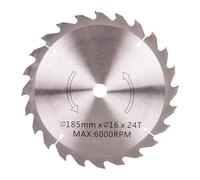 Cofan Hoja de sierra circular de Ø185 x 16 mm para madera, 24 dientes, 1,6 mm de grosor, Corte limpio en madera, plástico y metal, Compatible con sierras circulares