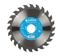 Cofan Hoja de sierra circular | Disco de corte para madera | 24 dientes | Adecuado para maderas laminadas, maderas duras y plásticos | Medidas: 180 x 30 mm