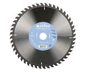 Cofan Hoja de sierra ingletadora | Disco de corte para madera | 48 dientes | Adecuado para maderas laminadas, maderas duras y plásticos | Medidas: 300 x 30 mm | Grosor del disco: 3,2 mm