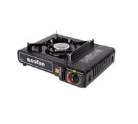 Cofan Hornillo de gas portátil | Boquilla universal | Encendido piezoeléctrico | Adecuado para picnic, camping, exterior | Compatible con butano 220 g y GLP
