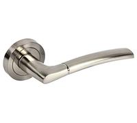 Cofan Juego de 2 manivelas | Fabricadas en aluminio | Con roseta redonda | Modelo Moscu Color níquel