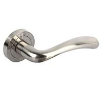 Cofan Juego de 2 manivelas | Fabricadas en aluminio | Con roseta redonda | Modelo Oslo Color níquel