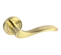 Cofan Juego de 2 manivelas | Fabricadas en zamak | Con roseta redonda | Modelo Praga Color latón