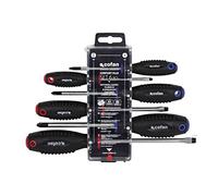 Cofan Juego de 3 destornilladores planos y 3 destornilladores Phillips | Modelo Comfort plus | En estuche especial con colgador