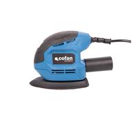 Cofan Lijadora mouse con cable 130 W 14 000 rpm, base de velcro 140 x 100 mm, Aspiración de polvo, Ideal para madera, chapa, laca o relleno, Con adaptador para aspiradora