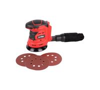 Cofan Lijadora orbital a batería | 10.000 rpm | Sistema de fijación por velcro | Incluye bolsa recogepolvo y 3 hojas de lija | Cargador y batería NO INCLUIDOS
