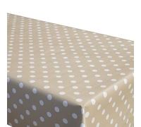 Cofan Mantel Antimanchas | Color Beige con diseño de Lunares Blancos | Materiales: Vinilo y poliéster | Impermeable | Fácil de Limpiar | Cinco Medidas Disponibles (1, 1,40 x 1,40 m)